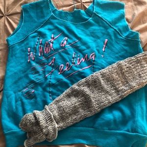 Vintage 80s flash dance shirt with leg warmers